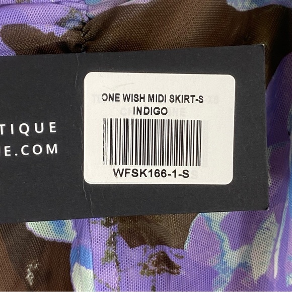 White Fox One Wish Purple and Blue Floral Mesh High Slit Skirt Sz S - Picture 7 of 11